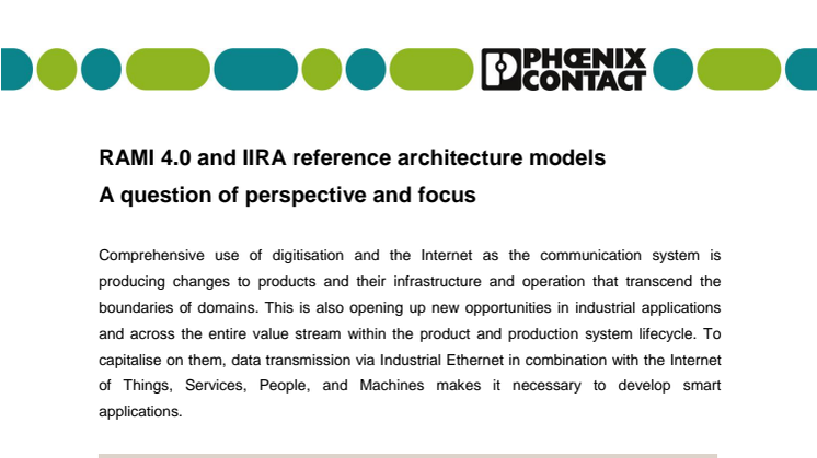 RAMI 4.0 and IIRA reference architecture models