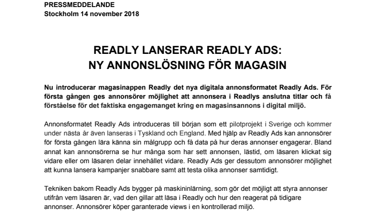 Readly lanserar Readly Ads: Ny annonslösning för magasin 