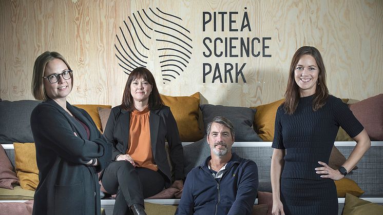 Greta Wimander, Anna Marklund, Ulf Westerberg och Anna Mård är alla certifierade innovationsledare vid Piteå Science Park. Foto: Jens Ökvist