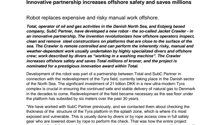 Innovativt partnerskab øger offshore sikkerheden og sparer millioner 