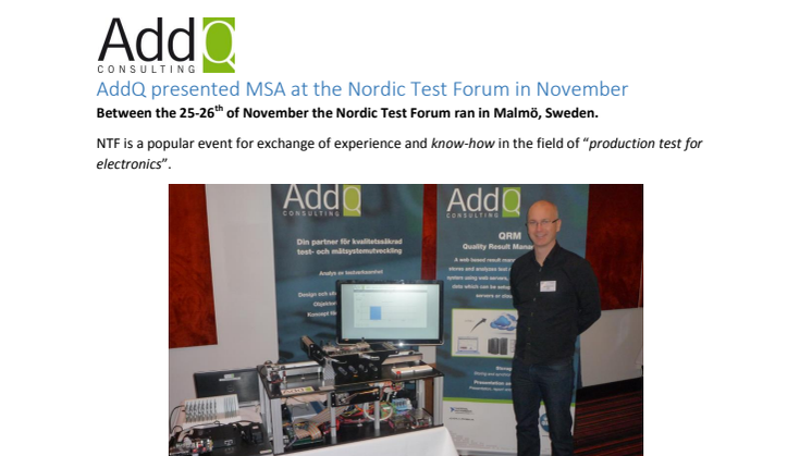 AddQ presented MSA at the Nordic Test Forum in November