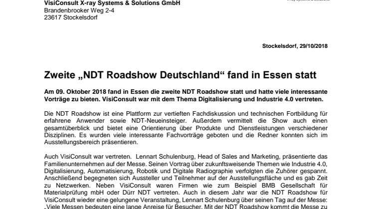 Zweite „NDT Roadshow Deutschland“ fand in Essen statt