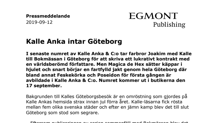 Kalle Anka intar Göteborg