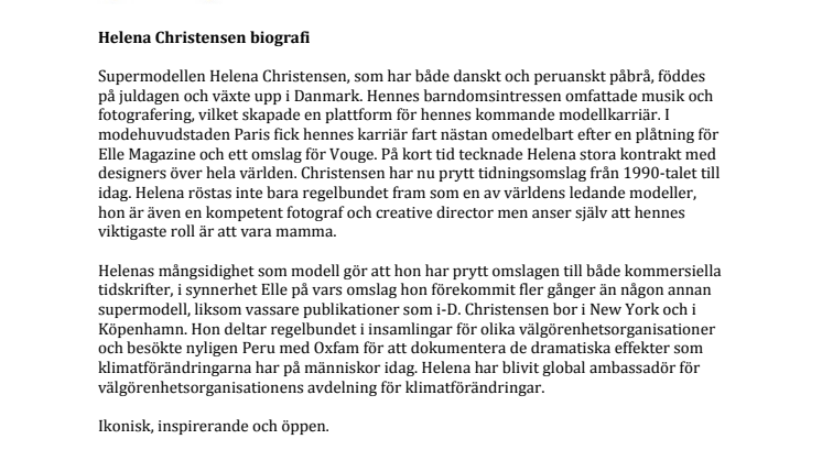 Helena Christensen biografi	
