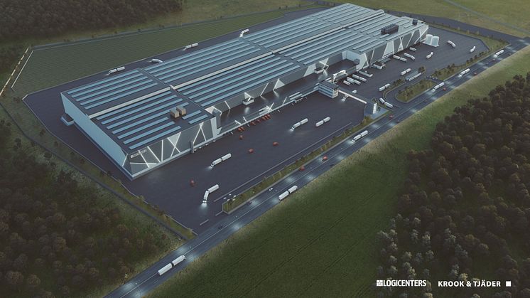 Axfoods nya logistikanläggning byggs strax utanför Bålsta. Bild: NREP Logicenters