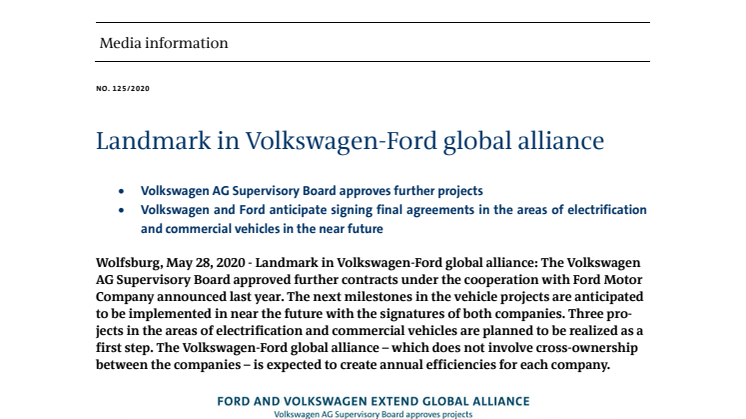 Milstolpe i alliansen mellan Volkswagen och Ford