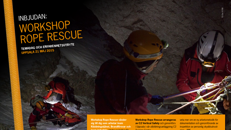 Inbjudan Workshop Rope Rescue 21 maj 2015