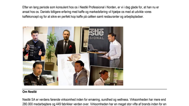 Nestlé Professional styrker baristaekspertisen i Norden gennem Daniel Chomieniec