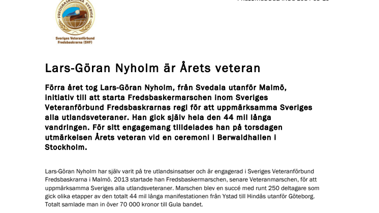 Lars-Göran Nyholm är Årets veteran