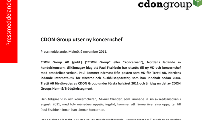 CDON Group utser ny koncernchef