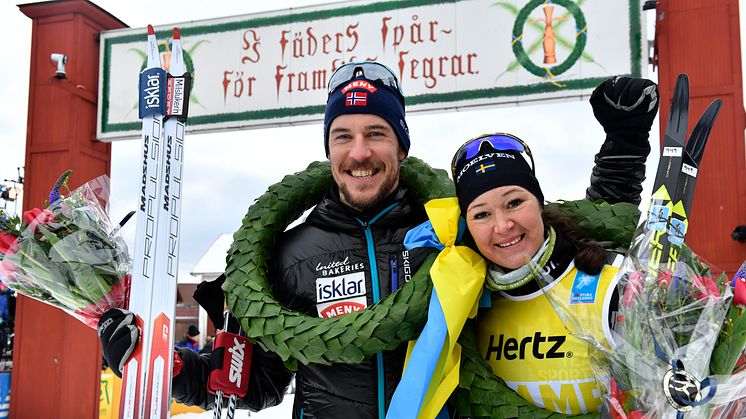 Last years winner in Vasaloppet, John Kristian Dahl and Britta Johansson Norgren. 