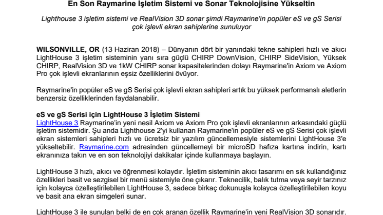 Raymarine: En Son Raymarine İşletim Sistemi ve Sonar Teknolojisine Yükseltin