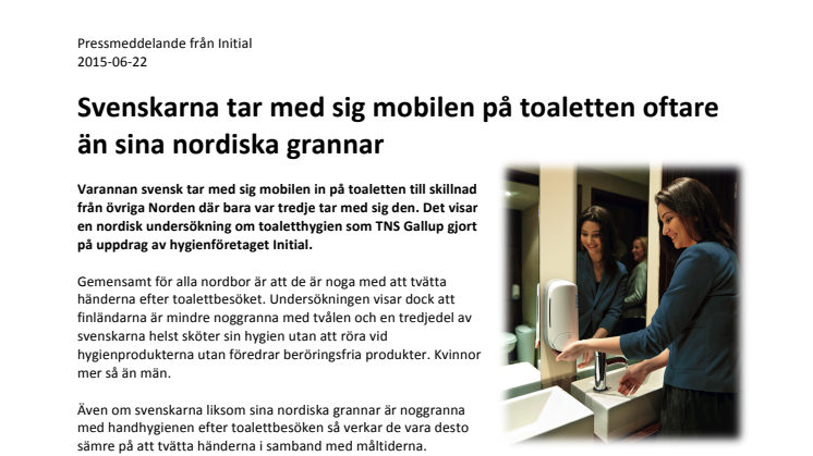 ​Svenskarna tar med sig mobilen på toaletten oftare än sina nordiska grannar