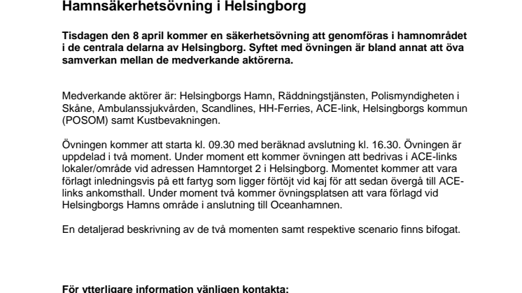 Hamnsäkerhetsövning i Helsingborg