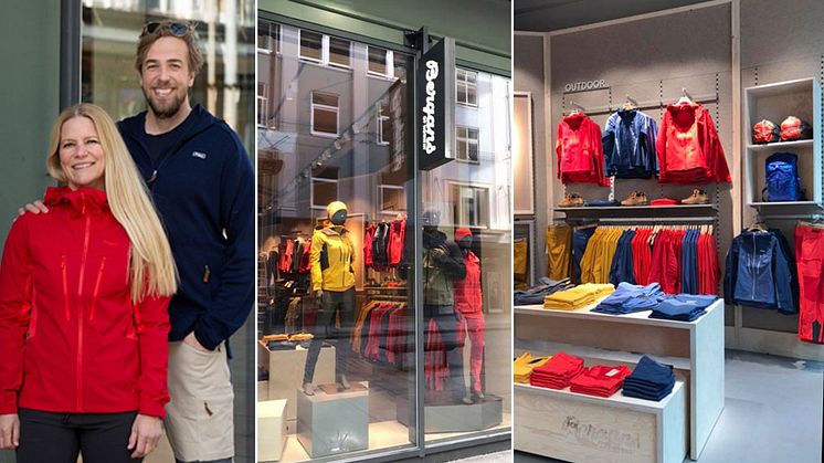 Retail director i Bergans Anett Kolstad og butikksjef Jørgen Marchman-Jensen gleder seg til å åpne Bergans-butikken i Strandgaten 18.