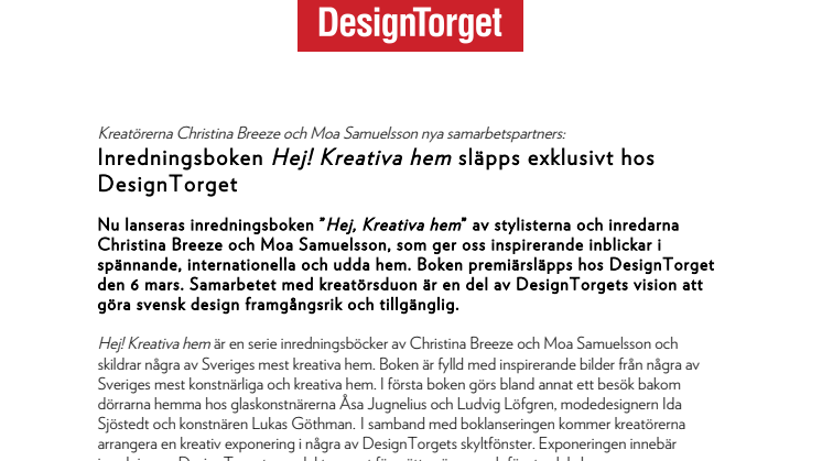 Inredningsboken Hej! Kreativa hem släpps exklusivt hos DesignTorget