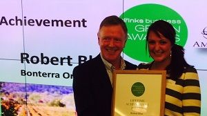 Hedersutmärkelse till Bonterra i The Drinks Business Green Awards 2014