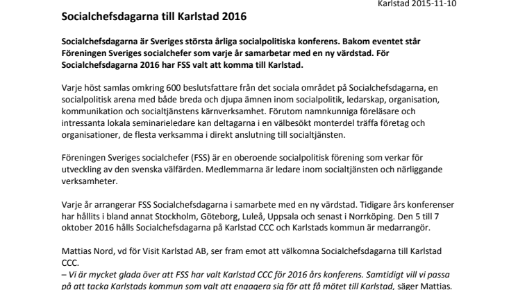 Socialchefsdagarna till Karlstad 2016
