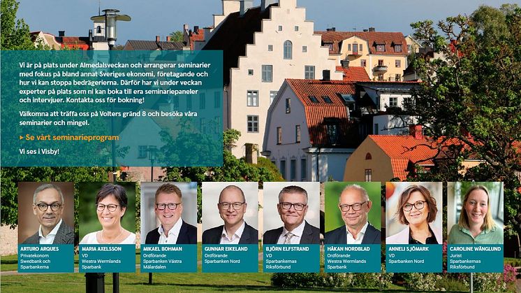 Sparbankernas experter på plats i Visby under Almedalsveckan