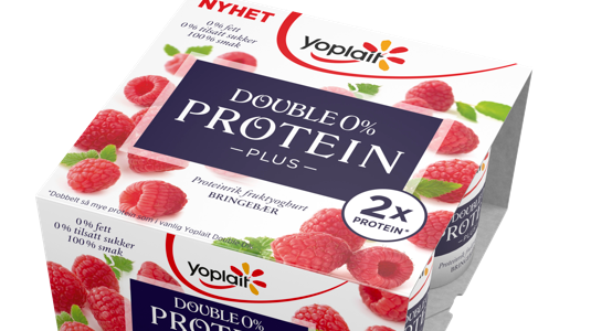 Yoplait Double 0% Protein Plus bringebær