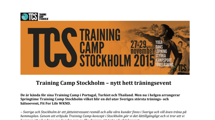 Training Camp Stockholm – nytt hett träningsevent