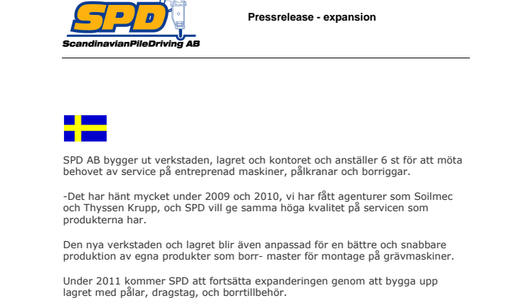 SPD EXPANDERAR - SPD EXPANDS