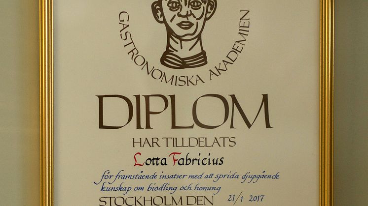 Gastronomiska Akademiens diplom