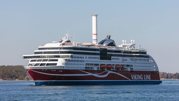Bild: Viking Lines fartyg Viking Grace som installerat rotorsegel 