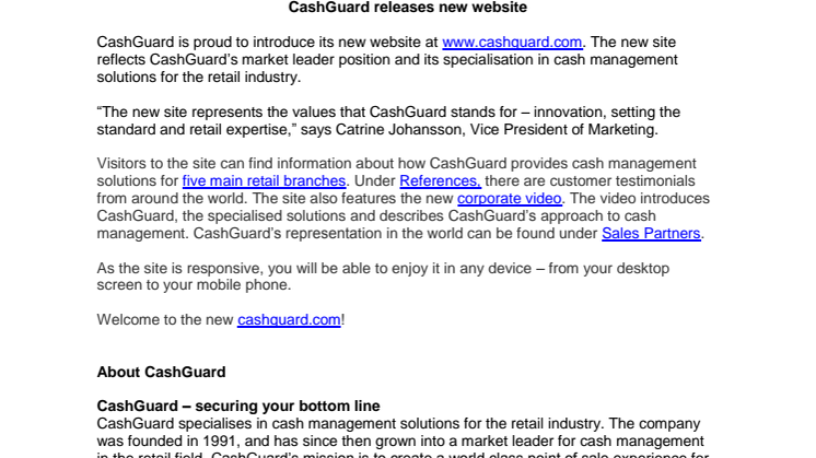 CashGuard releases new website