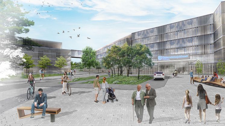 Den föreslagna nya södra entrén till Linköpings Universitetssjukhus Bild: Carlstedt Arkitekter