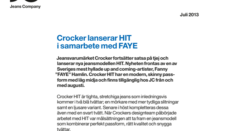 Crocker lanserar HIT i samarbete med FAYE