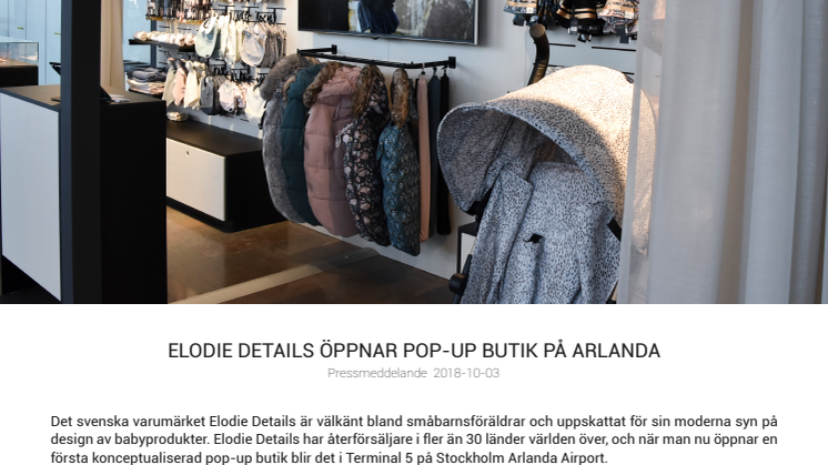 Elodie Details öppnar pop-up butik på Arlanda