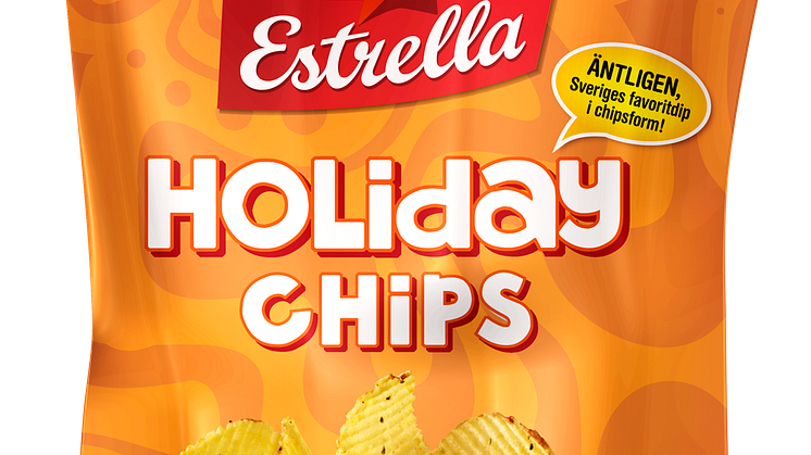 Nyhet! Estrella Holiday Chips – Sveriges största dip, nu i chipsform.