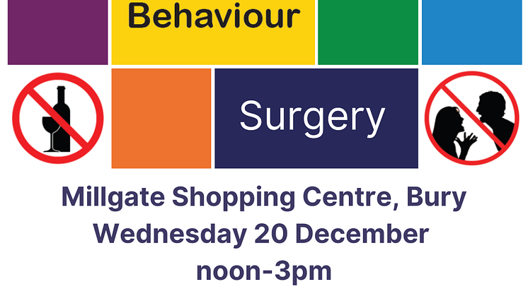 Antisocial behaviour surgery on Weds 20 December (noon-3pm) at the Millgate Shopping Centre
