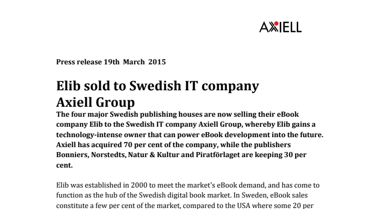 Elib sold to Swedish IT company Axiell Group