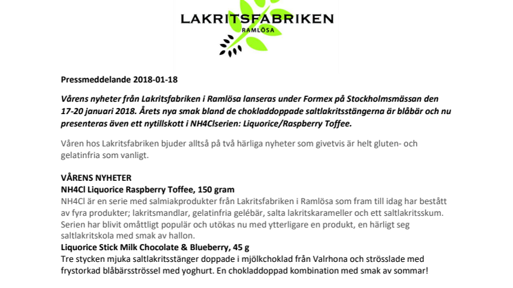 Vårens nyheter från Lakritsfabriken i Ramlösa är här
