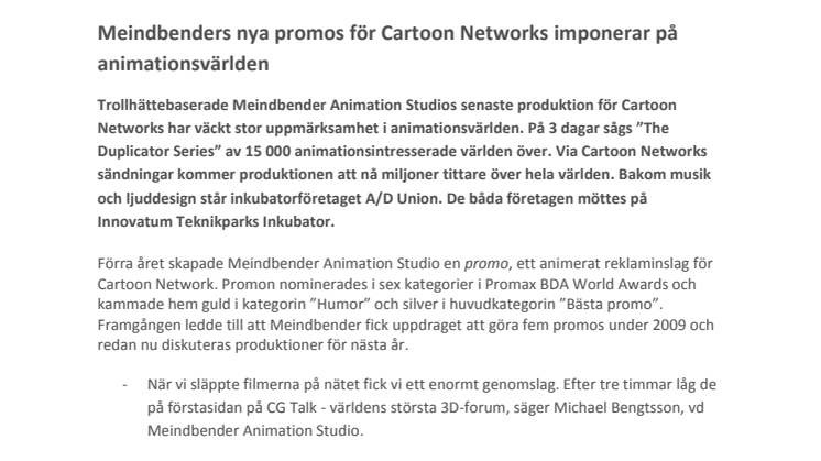 Meindbenders nya promos för Cartoon Networks imponerar inom animationsvärlden