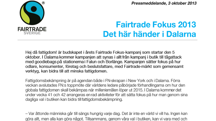 Fairtrade Fokus 2013 - Det här händer i Dalarna