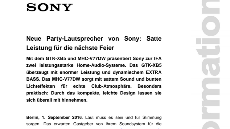 Neue Party-Lautsprecher von Sony: Satte Leistung für die nächste Feier