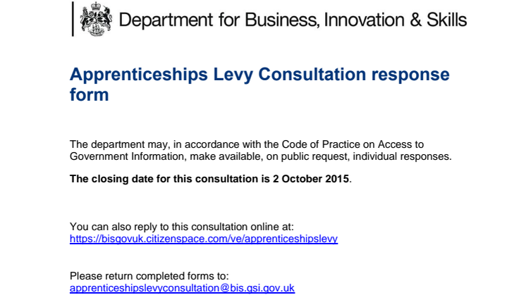 RAC response to BIS consultation on apprenticeship levy