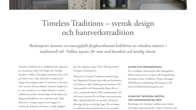Timeless Traditions - svensk design och hantverkstradition