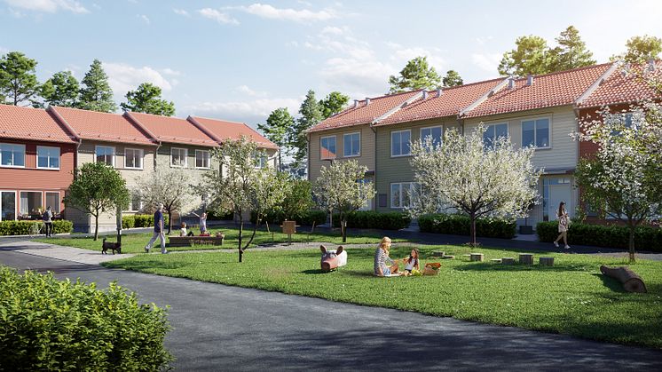 OBOS kommande radhus i Lommarstranden. Foto: 3D Nord Visualisering