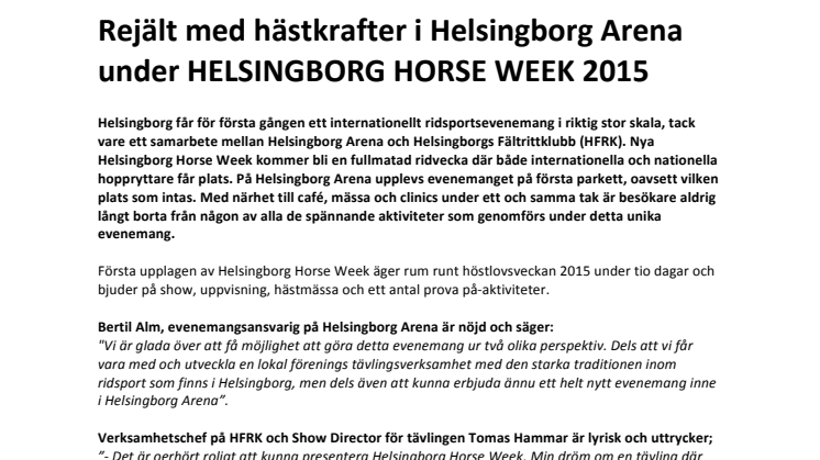 Rejält med hästkrafter i Helsingborg Arena under HELSINGBORG HORSE WEEK 2015