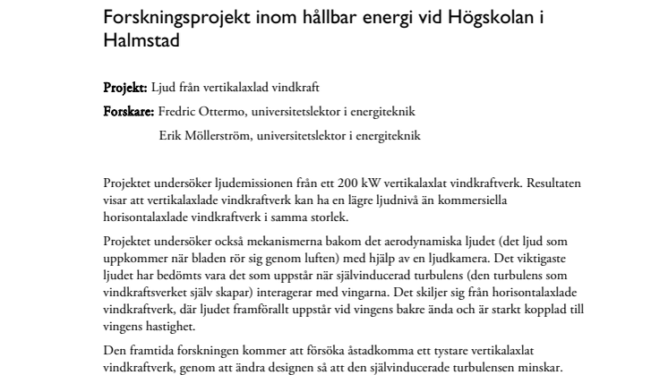 Forskningsprojekt inom hållbar energi vid Högskolan i Halmstad