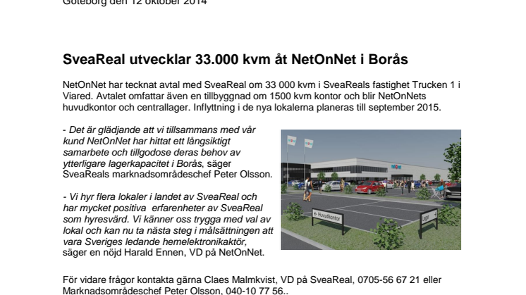 SveaReal utvecklar 33.000 kvm åt NetOnNet i Borås
