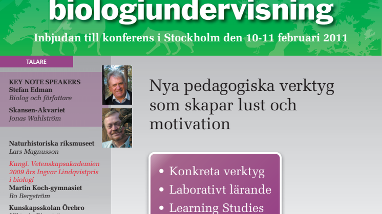 Framtidens biologiundervisning, konferens i Stockholm 10-11 februari