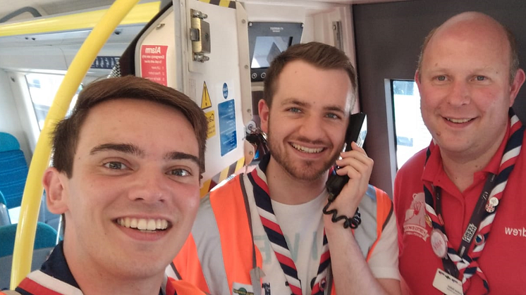 Scouts on a train