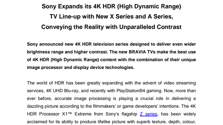 ​Sony introduserer nye 4K HDR og OLED-TV-er