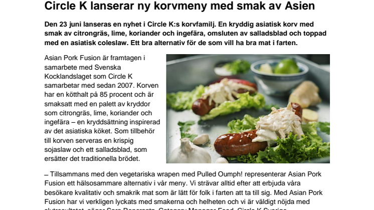 Circle K lanserar ny korvmeny med smak av Asien 