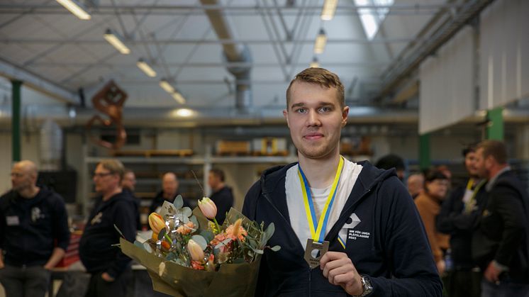 Markuss, silvermedaljör i SM för unga plåtslagare 2023